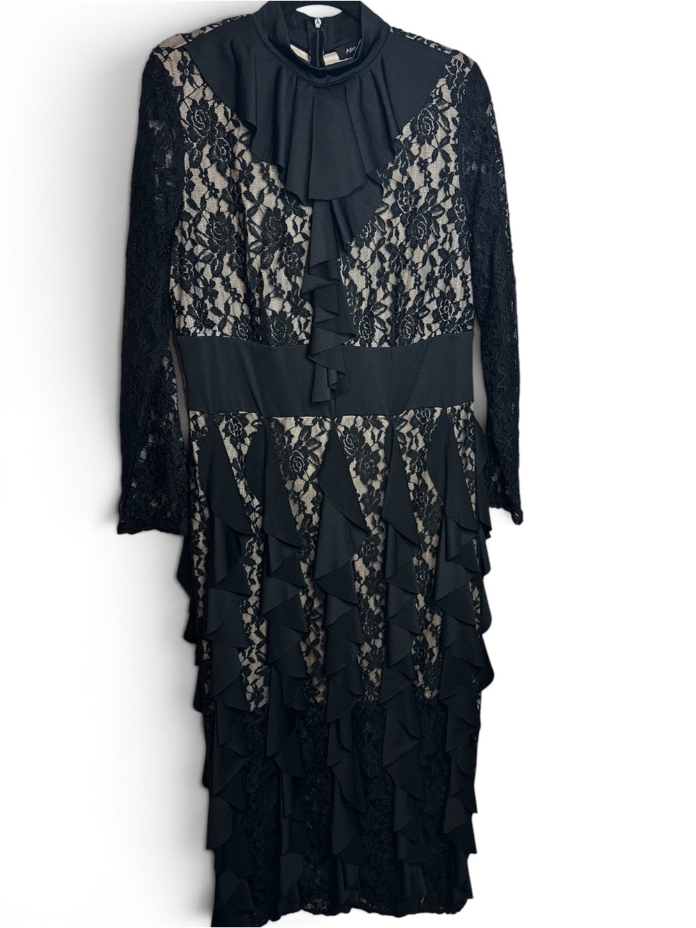 Ashley Stewart lace Dress Womens 18/20 Ruffle Maxi Formal witchy gothic